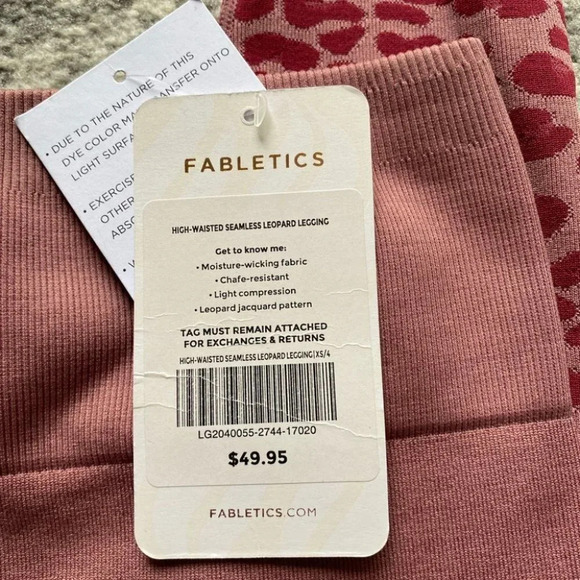 Fabletics seamless leggings high rise pink leopard animal print XS new - Picture 4 of 10